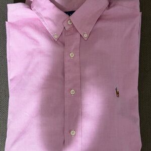 Ralph Lauren Pink Button-Down Oxford Shirt with Pony Logo